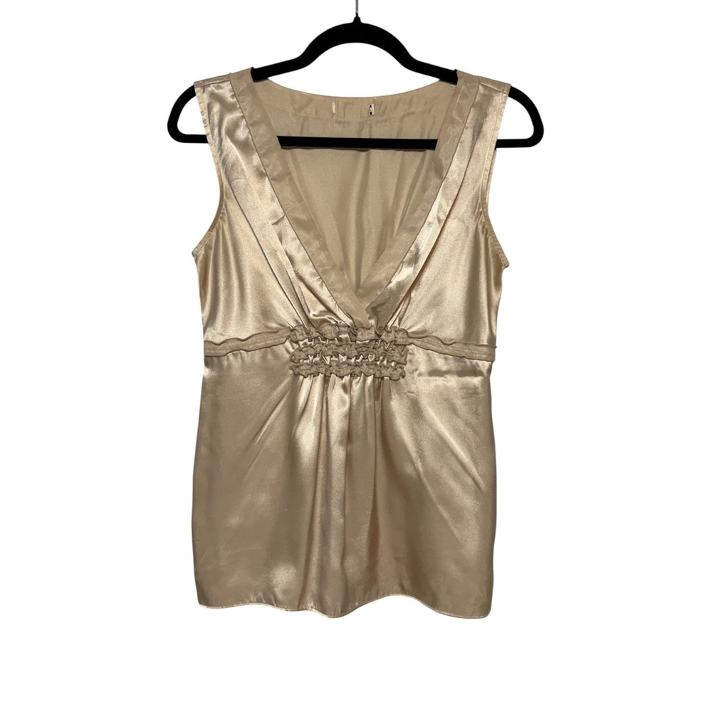 Women's Gold Satin V-Neck Camisole